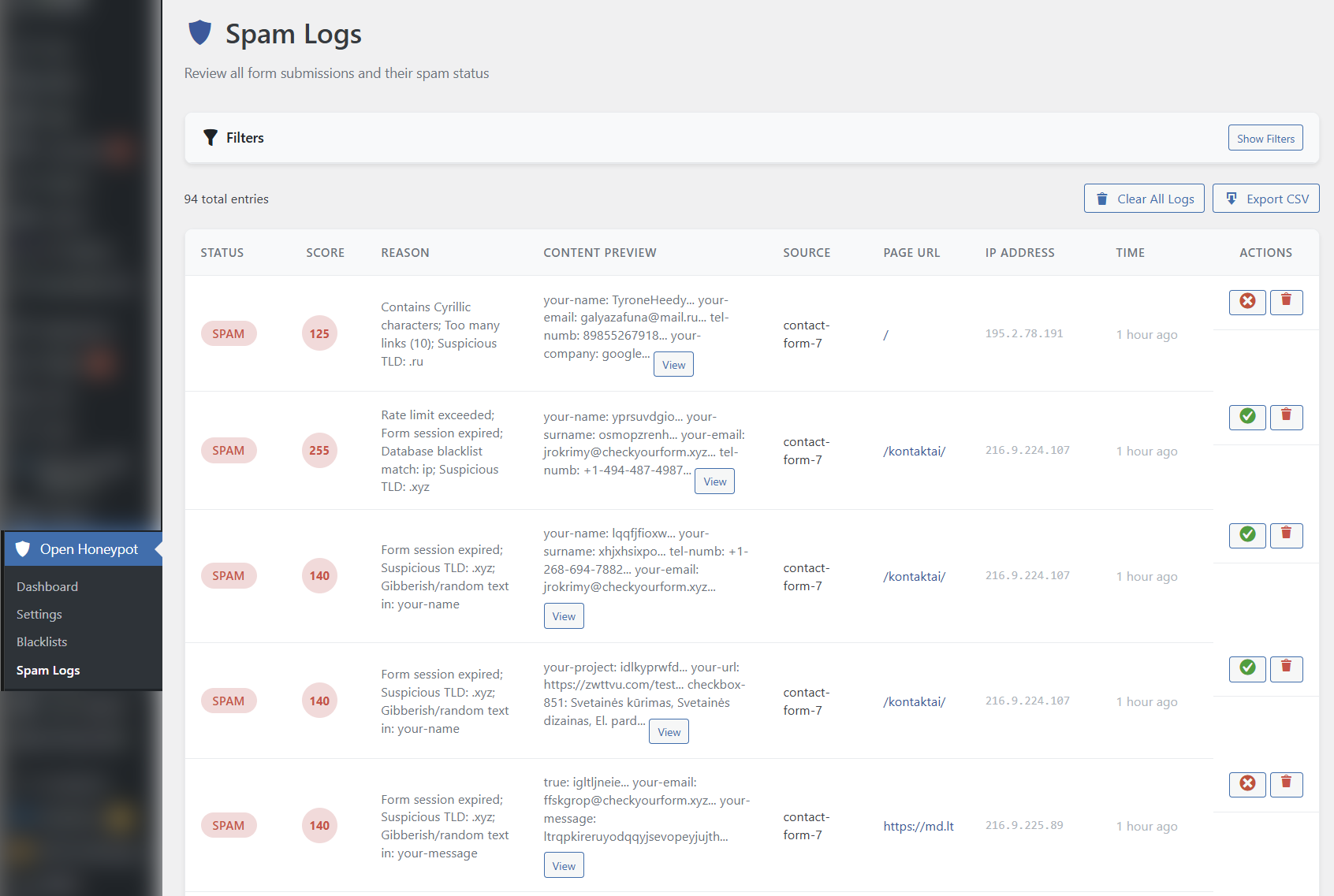 Spam Logs